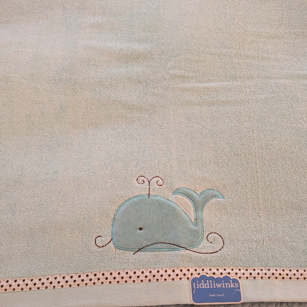 Tiddliwinks Whale Bath Towel - Light Mint Green (NWT)